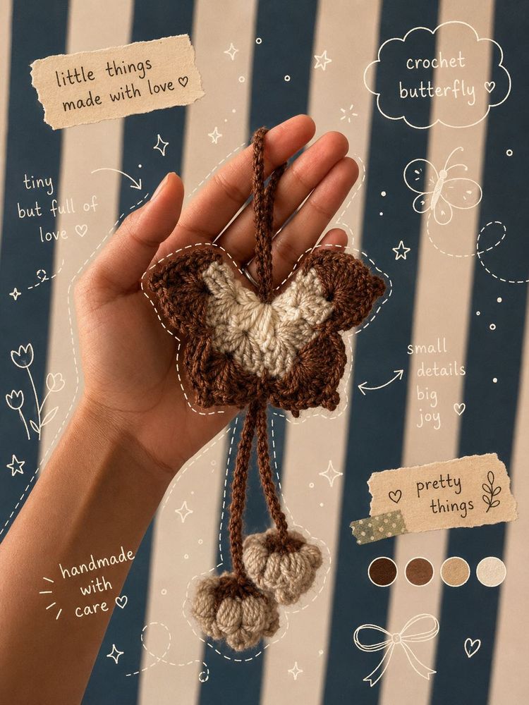 Handmade Crochet Butterfly Keychain/Ornament