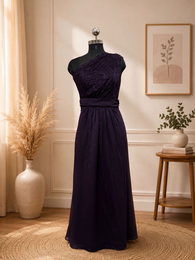 Elegant One-Shoulder Purple Gown