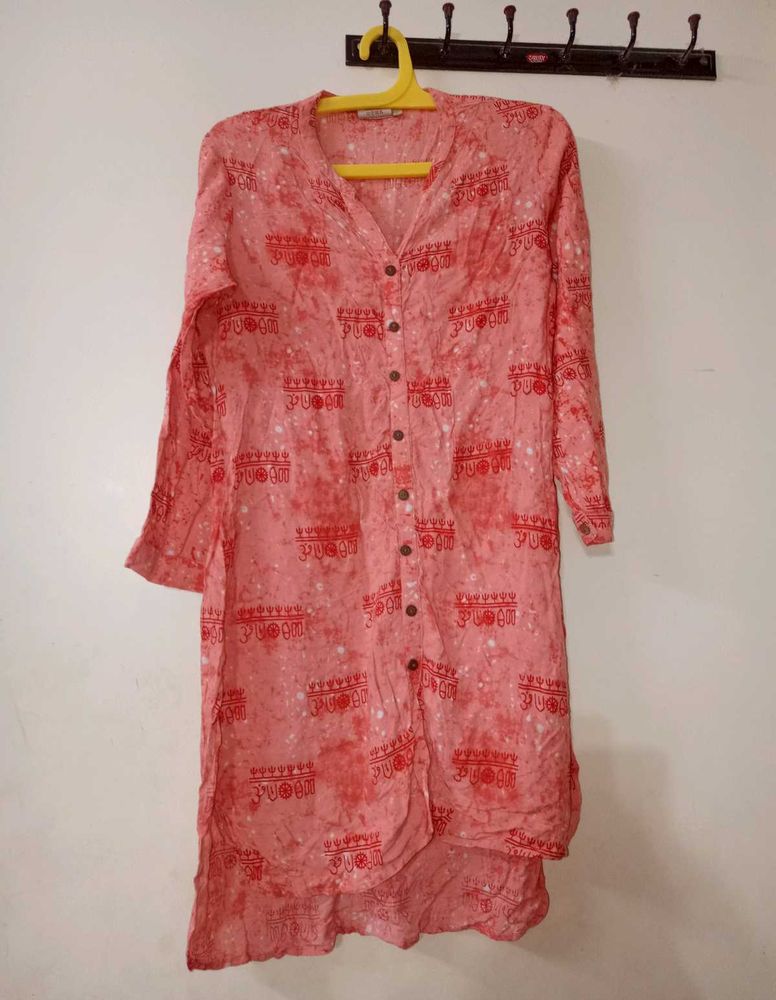 Coral Printed Short Kurta🧡