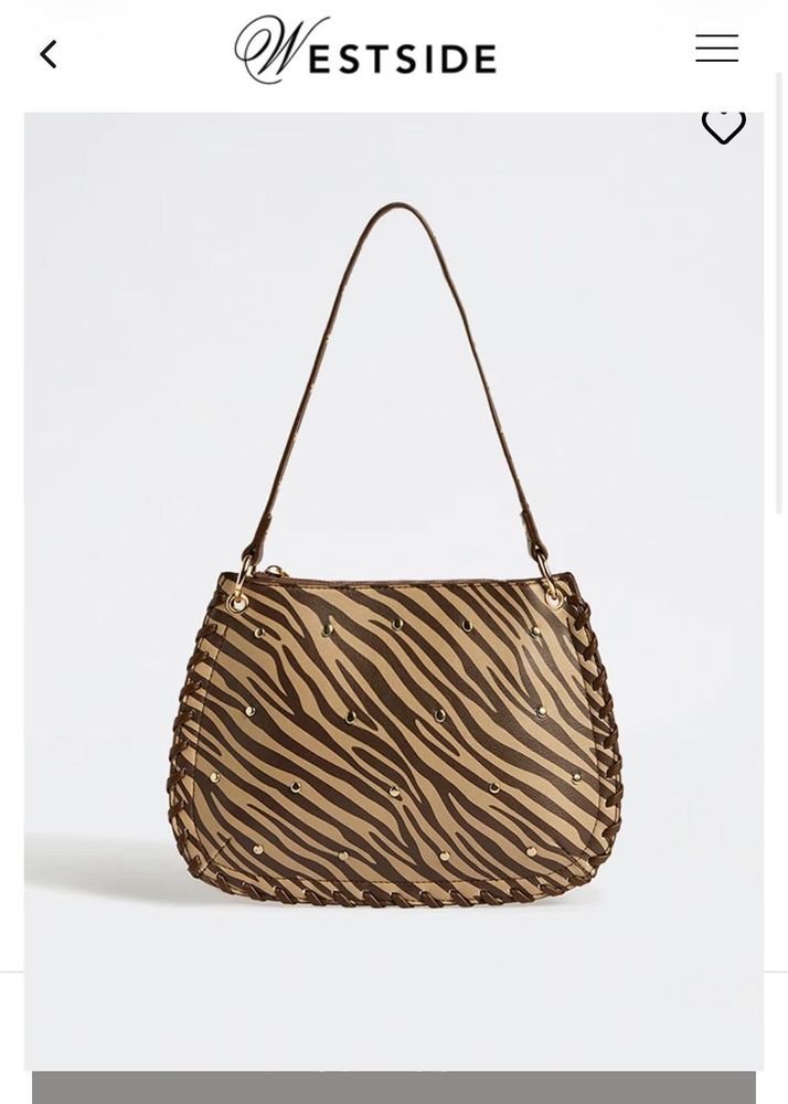 Westside Zebra Print Shoulder Bag with Studs