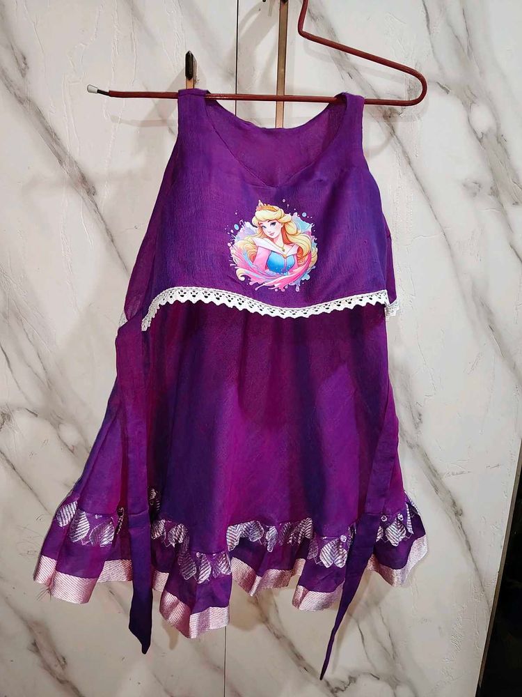 Purple Princess Dress with Aurora Print