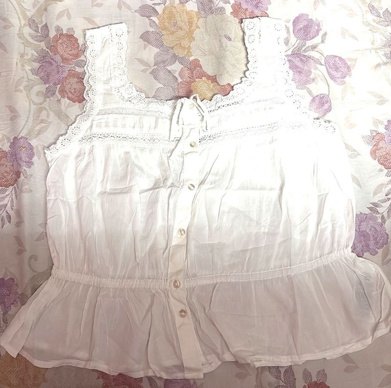 Women's White Peplum Blouse
