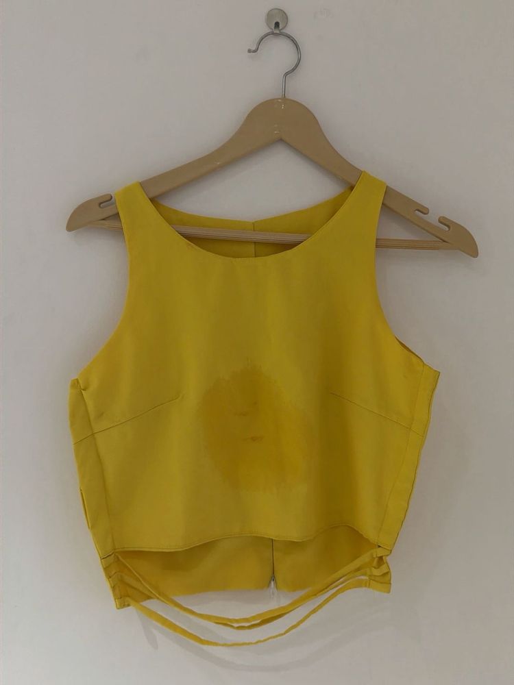 Yellow Sleeveless Crop Top