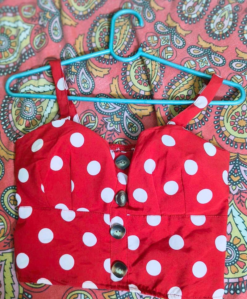 Red Polka Dot Crop Top