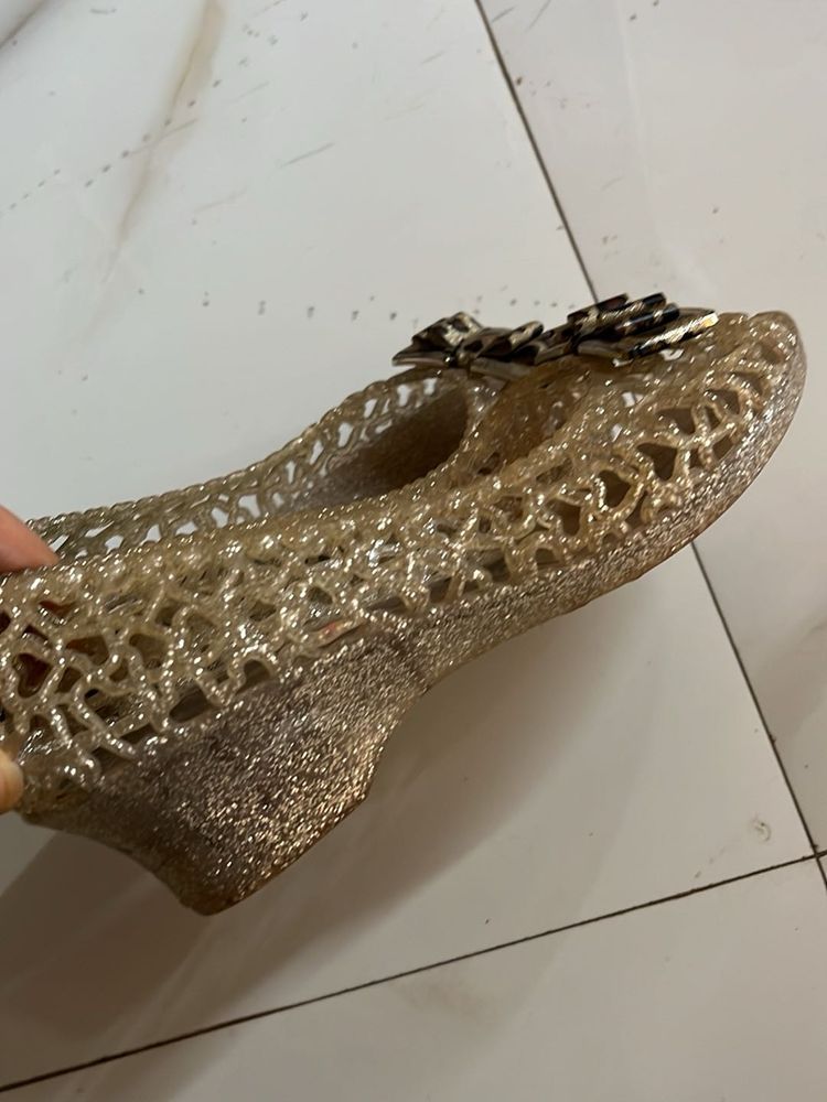 Sparkly Jelly Flats with Bow Detail