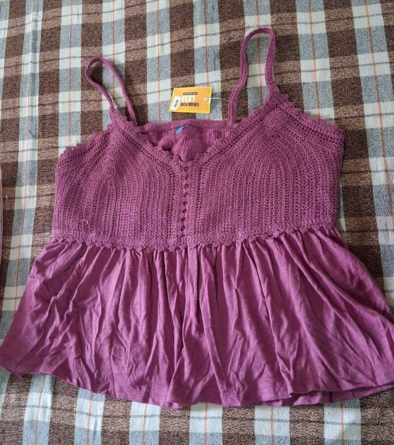 Crochet &amp; Ruffled Cami Top