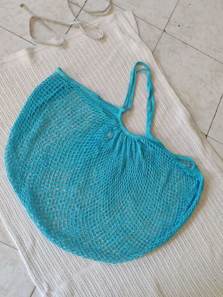 Stylish Blue Mesh Tote Bag