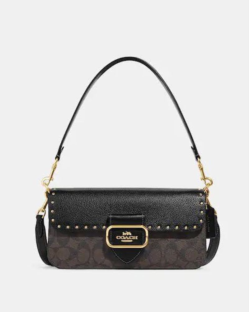 Coach Studded Monogram Shoulder Bag