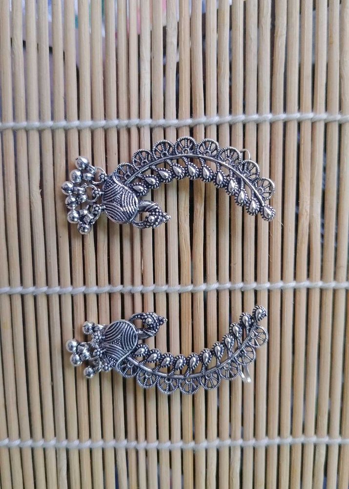 Oxidised Silver Peacock Earrings