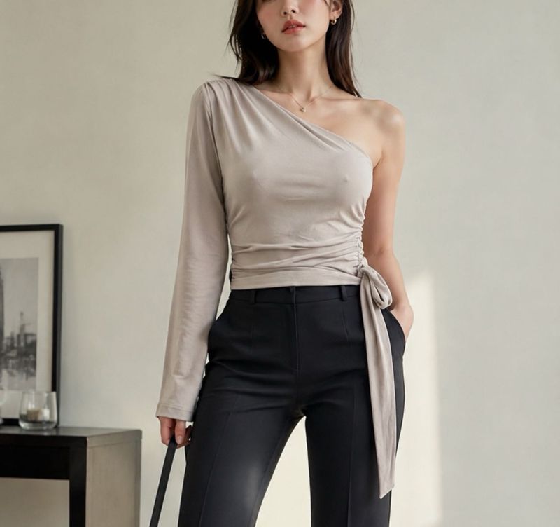 Stylish One-Shoulder Ruched Top