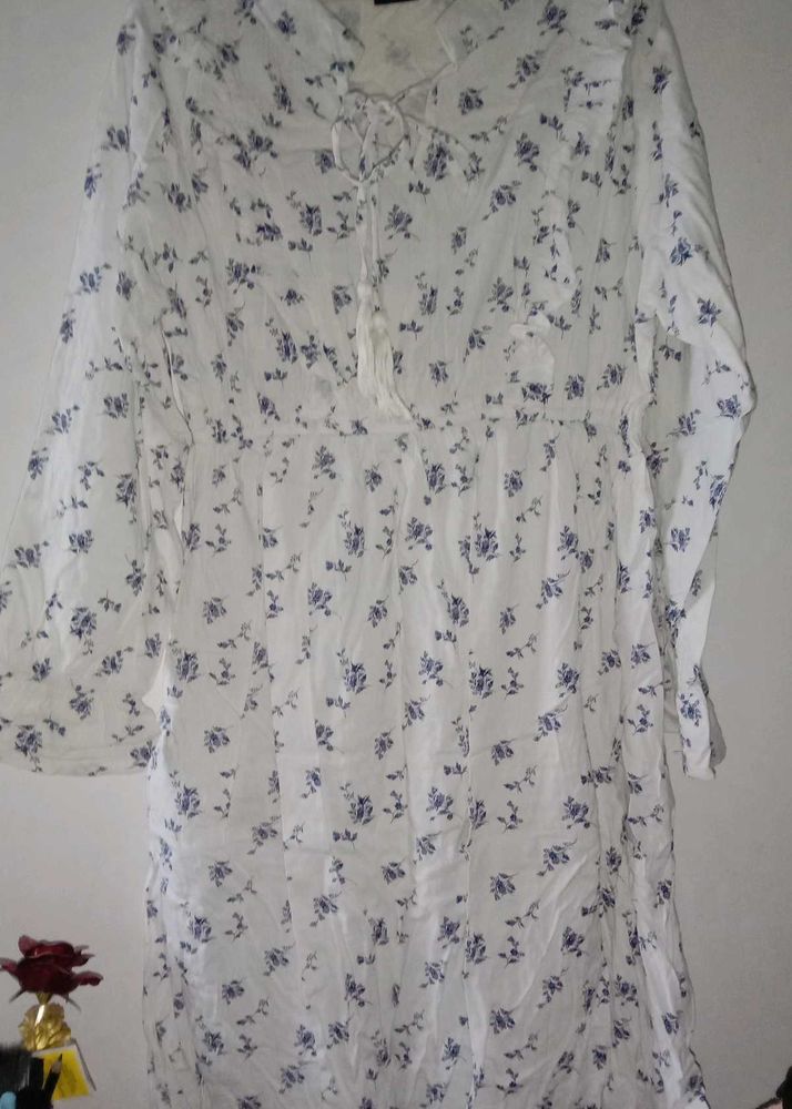 White Floral one piece dress