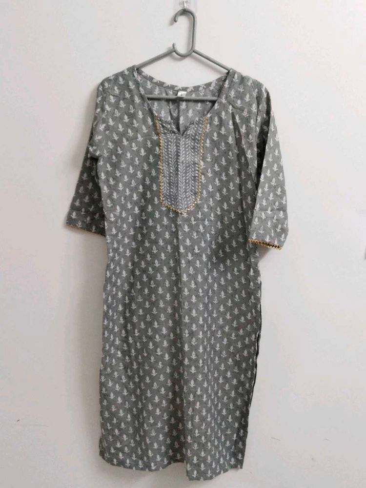Grey Printed Kurta with Pajama