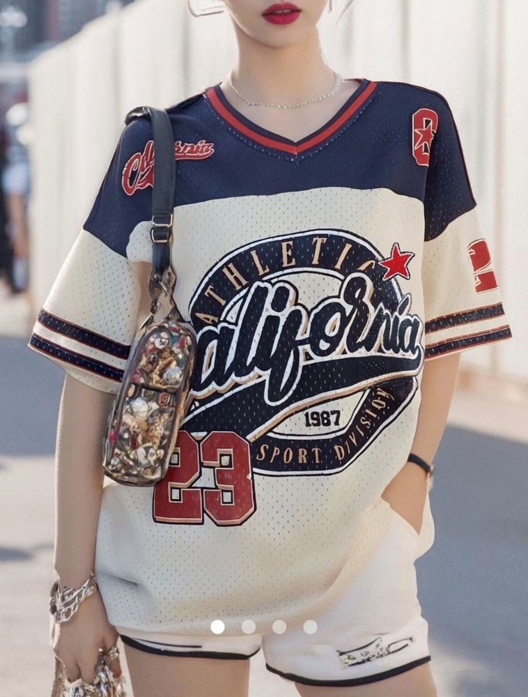 Savana California Athletic Mesh Jersey Top