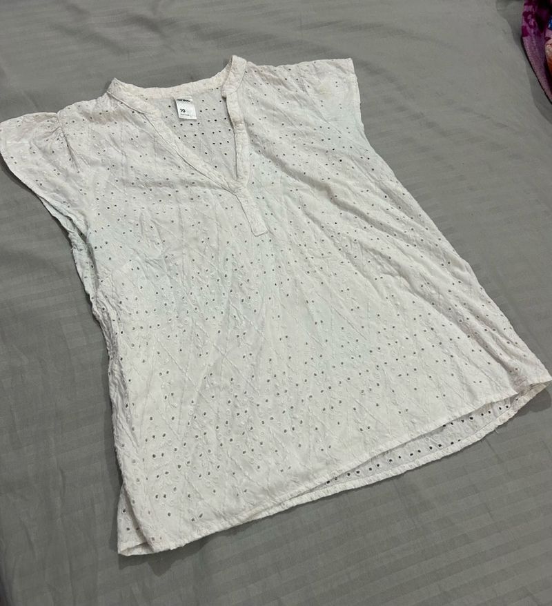 Chic White Eyelet Top