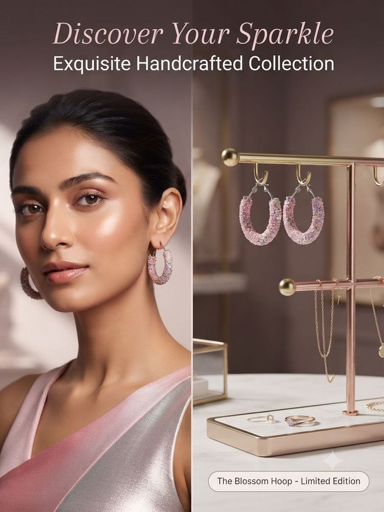 Sparkling Blossom Hoop Earrings