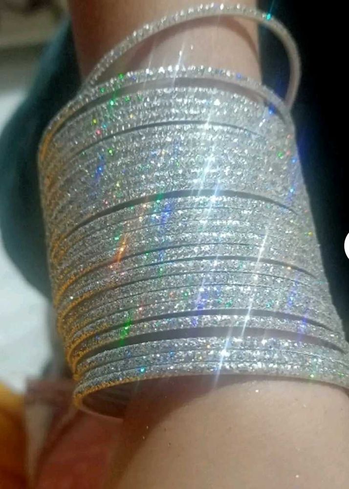 Sparkling Silver Bangles Set and myglamm lit liqui