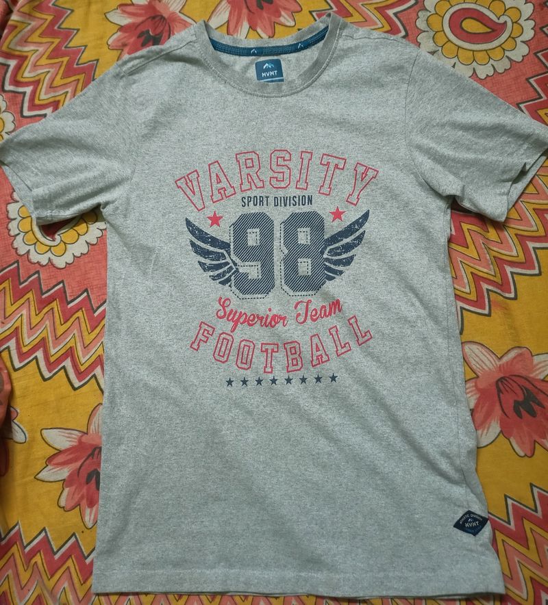 OlTypography Print Slim Fit Crew-Neck T-shirt Gray