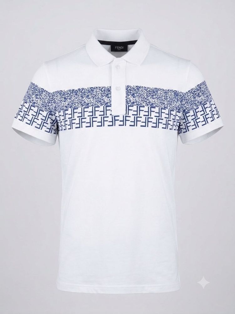 Fendi Men's White T Polo Shirt Imported Cotton