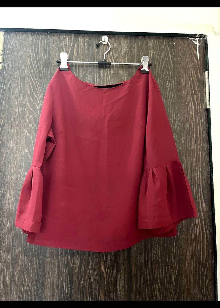 Maroon Bell Sleeve Top