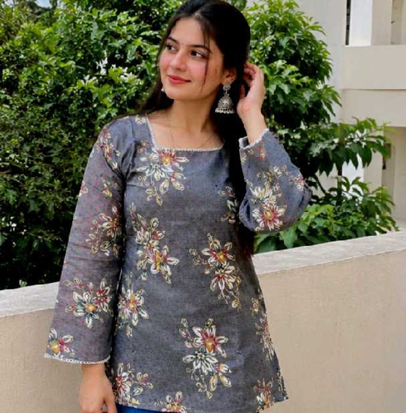 Elegant Floral Print corset Kurti short
