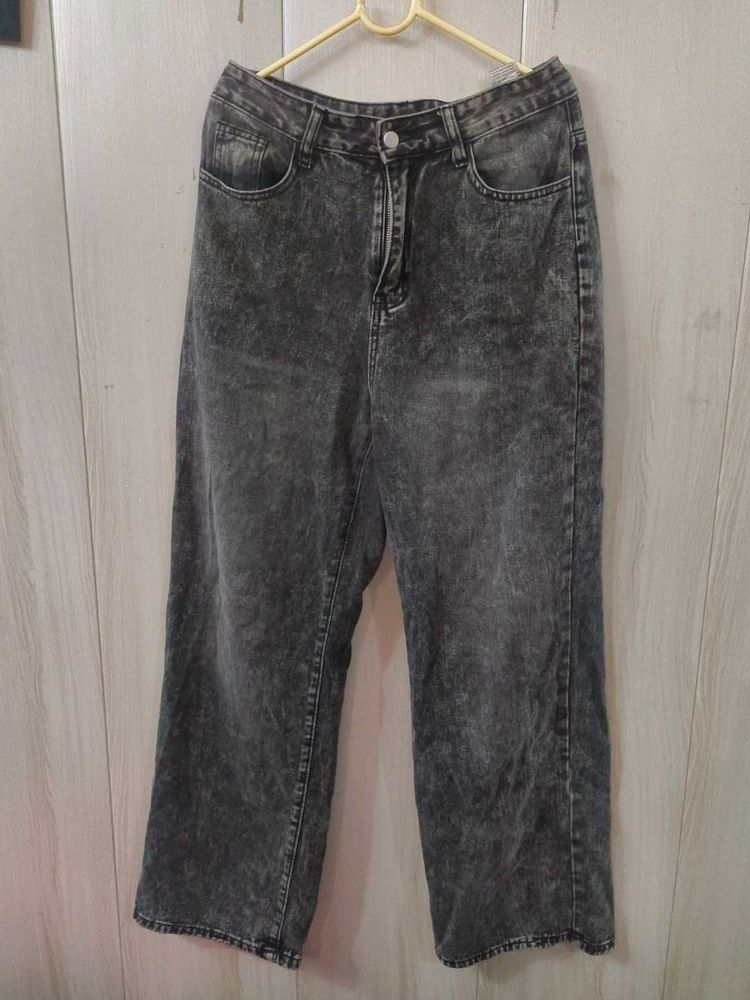 Stylish Acid Wash Wide Leg Jeans