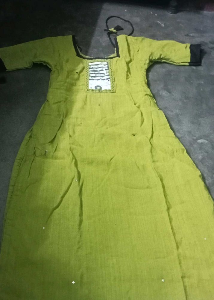 Green Kurta with Black Trim