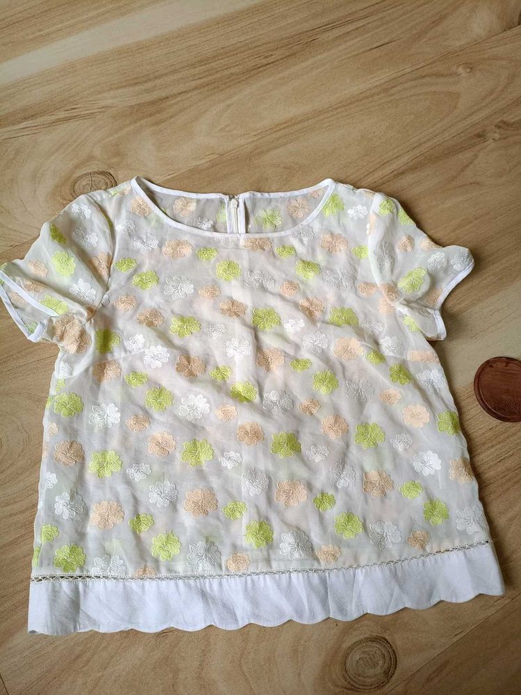 Sheer Floral Embroidered Top