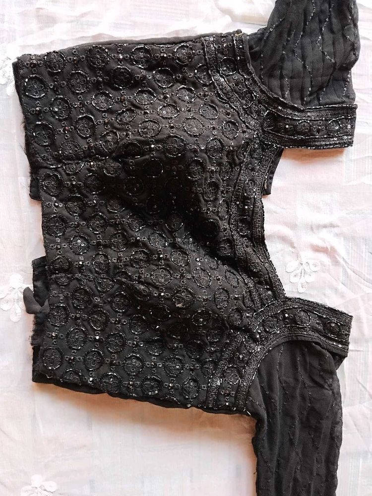 Embellished Black colour party wear dress