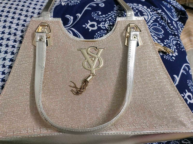 Sparkly Gold Handbag with Tassel