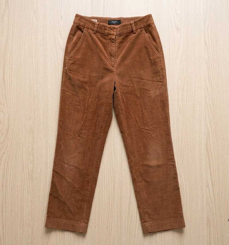 :Weekend MaxMara Brown High-Waisted Corduroy Capri