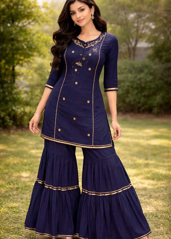 royal 💙 blue Elegant Kurta plazzo set