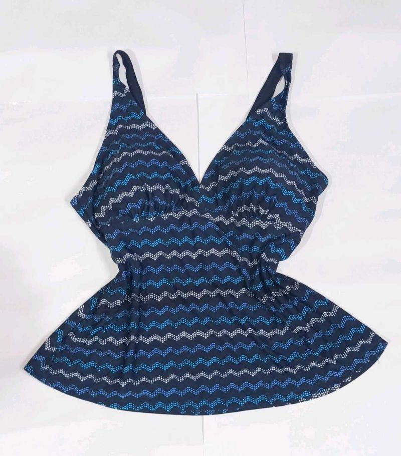 Chic Navy Chevron Swim Dress