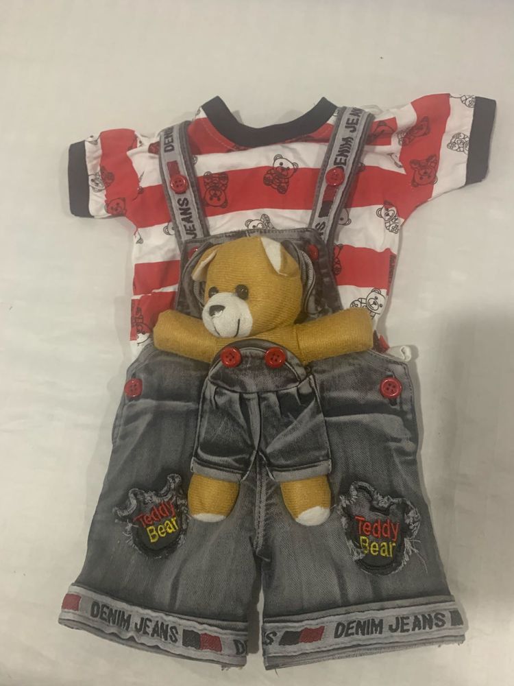 Cute Teddy Bear Overalls Set for boys