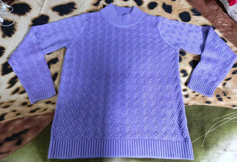 Lavender Knit Mock Neck Sweater