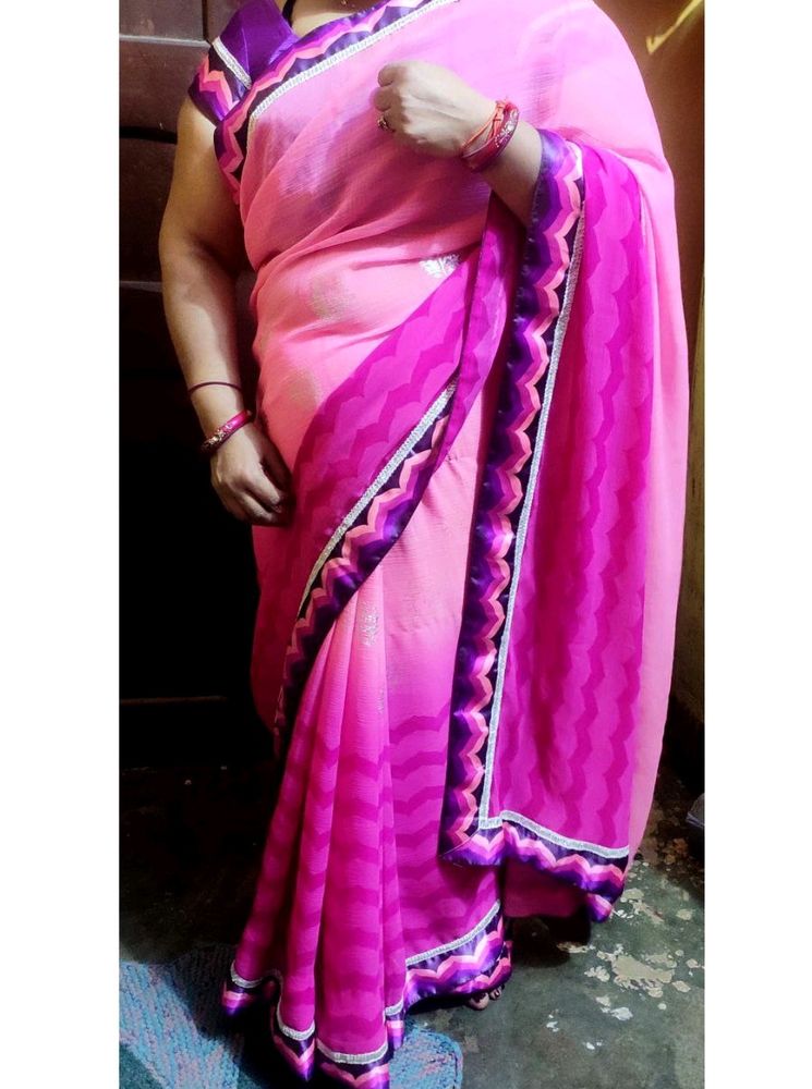Satin Border Saree With Blouse
