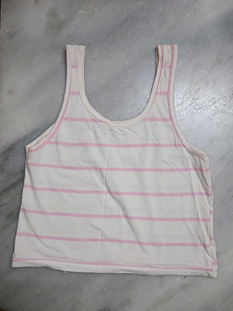 white and pink Striped Tank Top