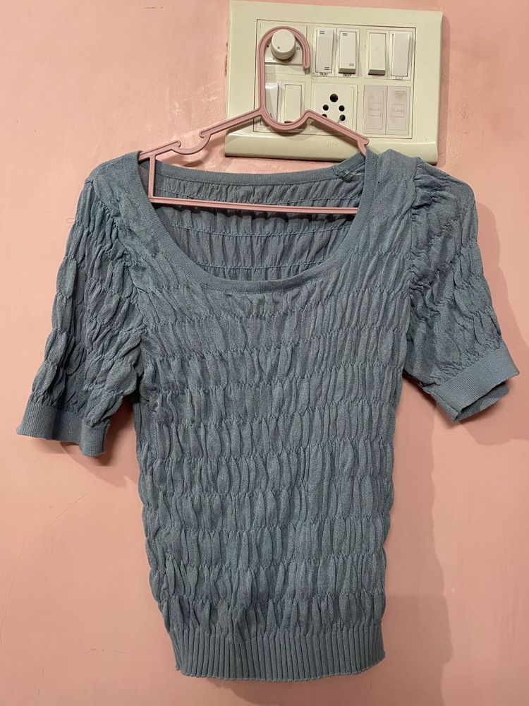 Chic Textured Puff Sleeve Top