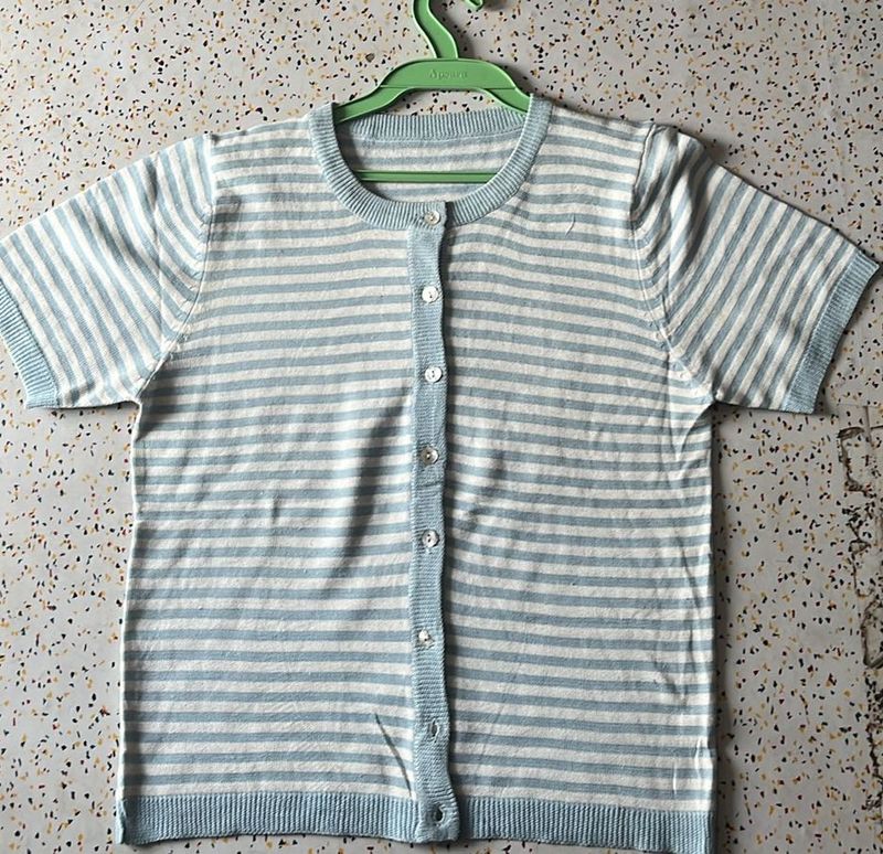 Striped Knit Cardigan Top