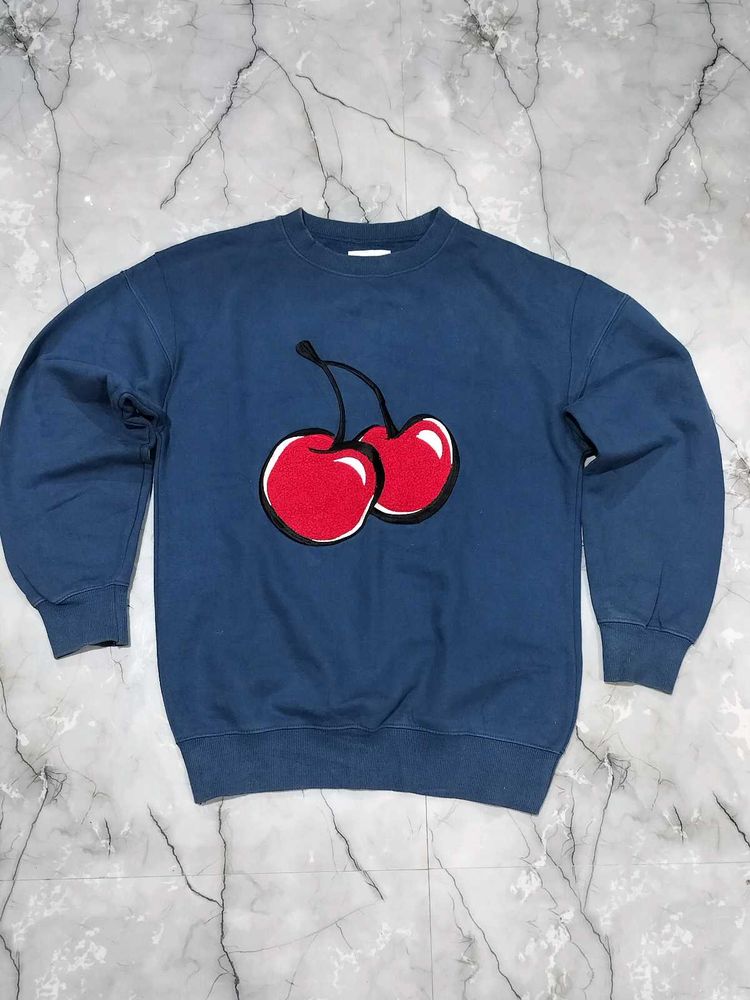 Blue Cherry embroidery  Sweatshirt