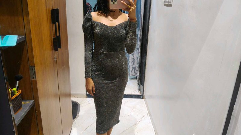 grey shimmer dress