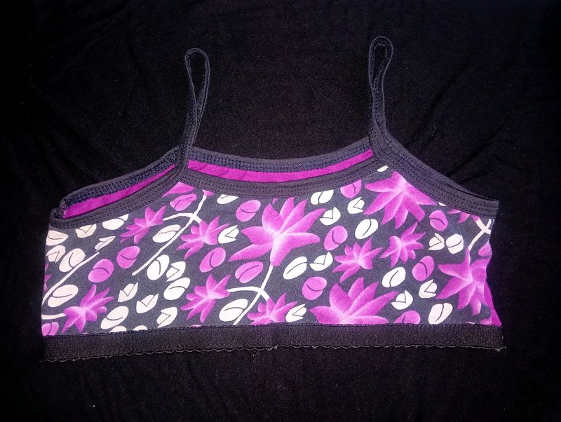 Beautiful Flowers Printed Purple Bra For Women