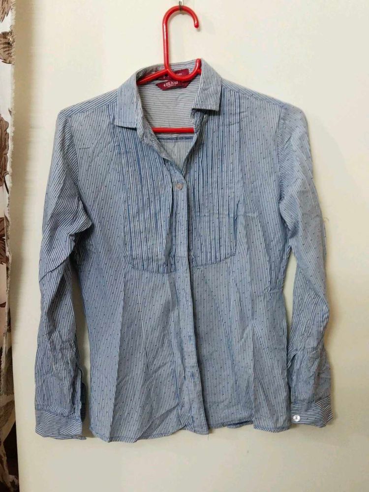 Blue Striped Button-Up Shirt