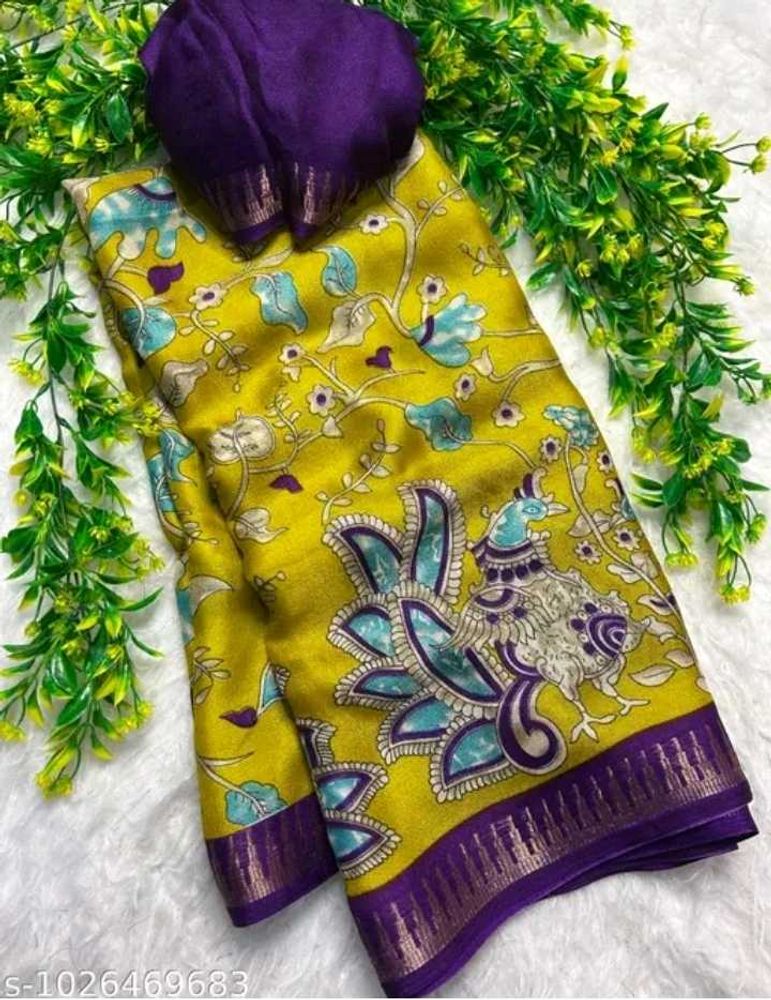 Vibrant Peacock Print Saree