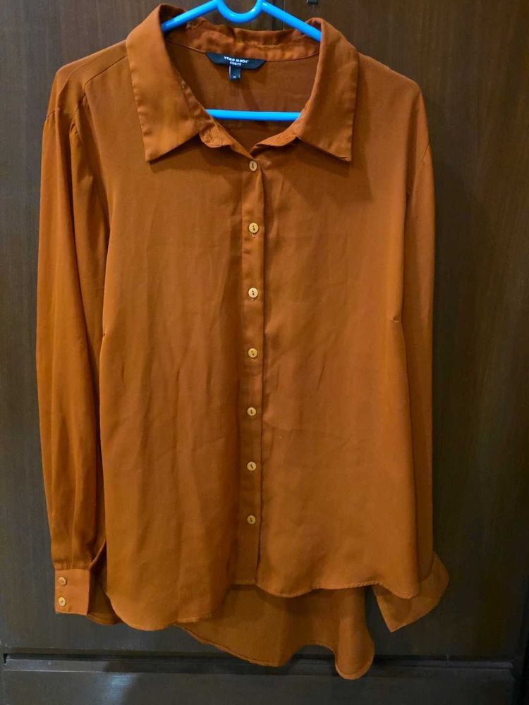 Vero Moda Chic Cinnamon Color Button-Up Shirt