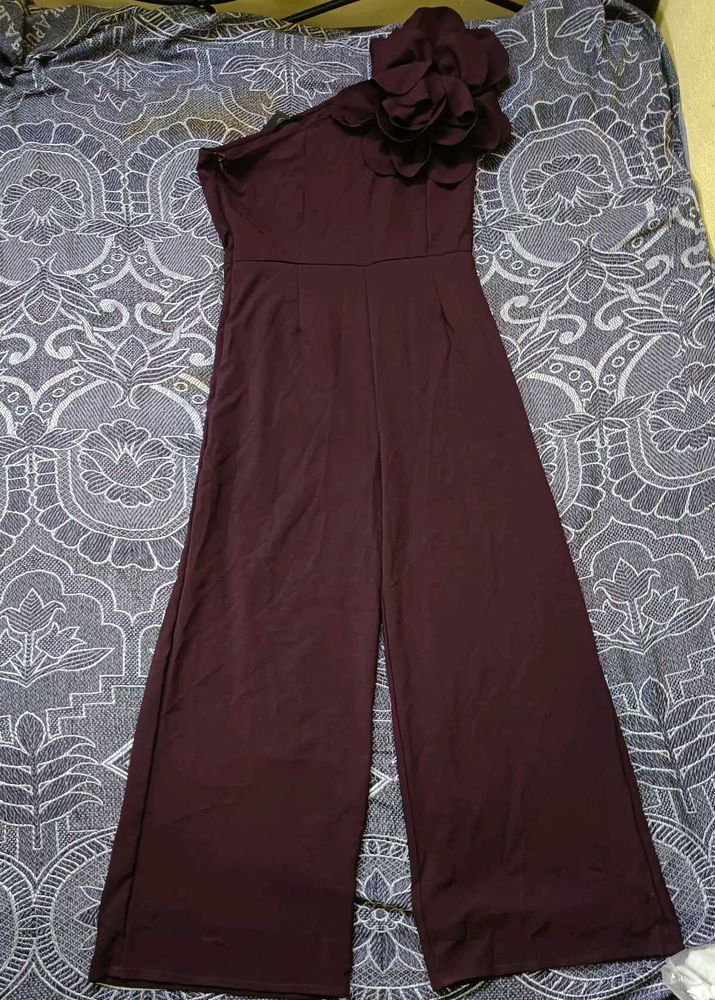 Maroon One-Shoulder Jumpsuit