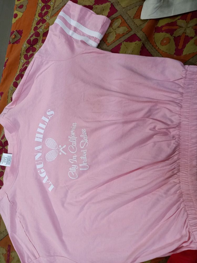 STYLISH PINK BAGGY CROP TOP