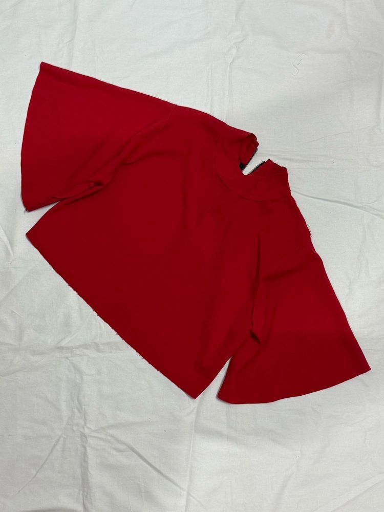 Chic Red Bell Sleeve Top