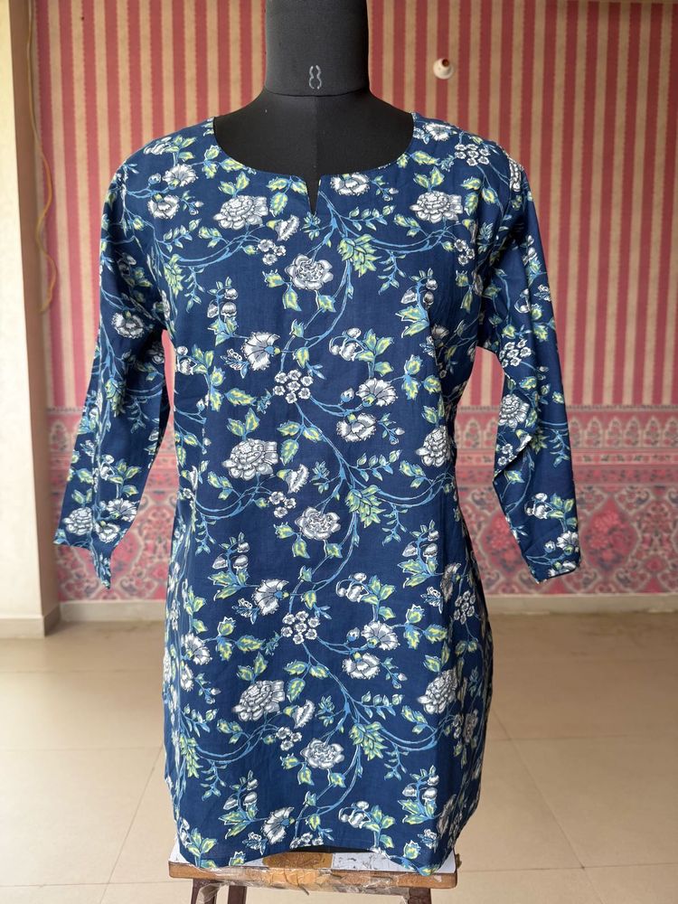 Blue Floral Print Kurta