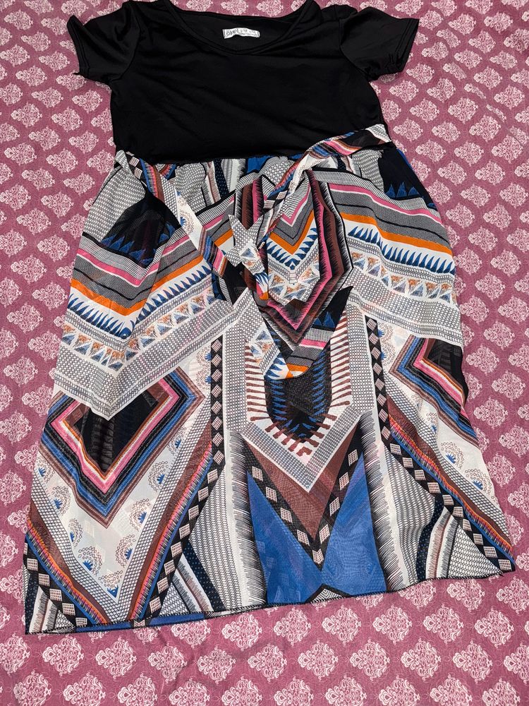 Boho Geometric Print Midi Dress