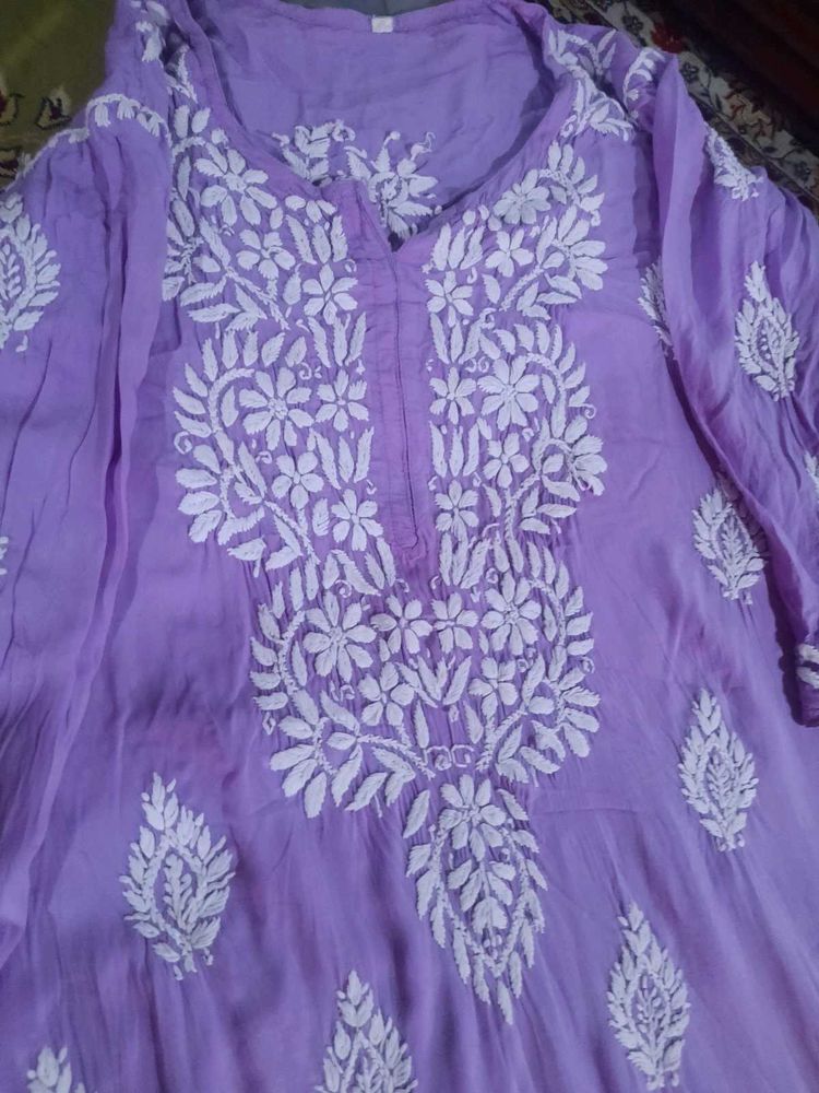 Lavender Chikankari Kurta